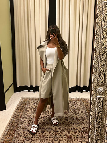 Grey Trench x shorts