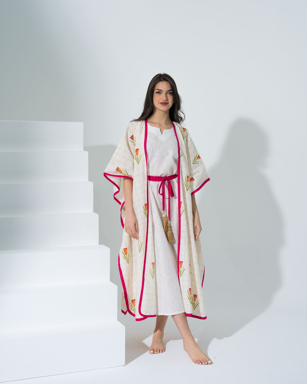 Linen Floral - Fuschia